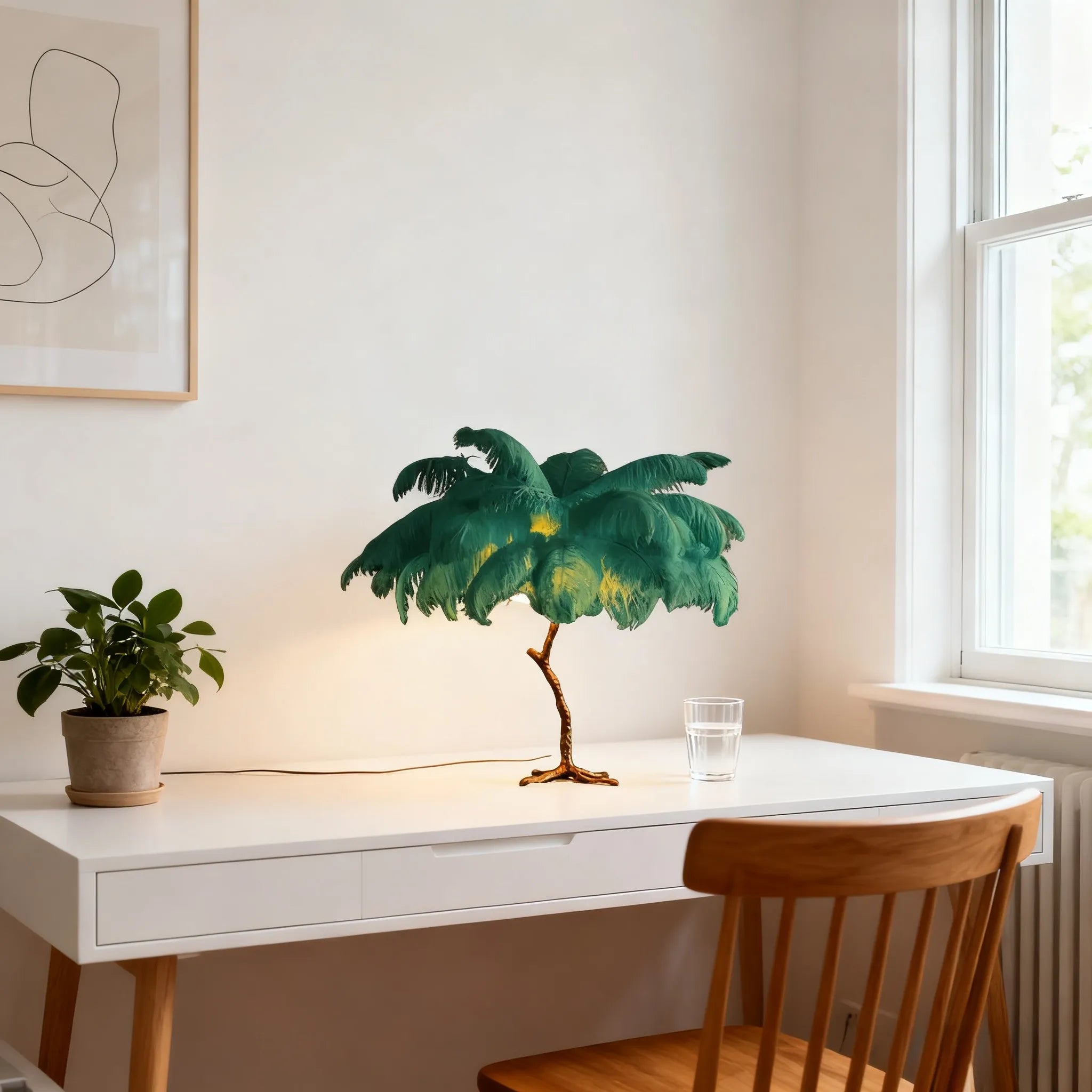 Nordic Feather Table Lamp Green